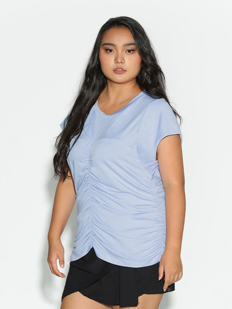 Ruched Irregular Hem T-Shirt