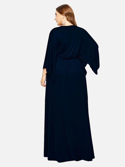 Solid Color Bat Sleeve Maxi Dress