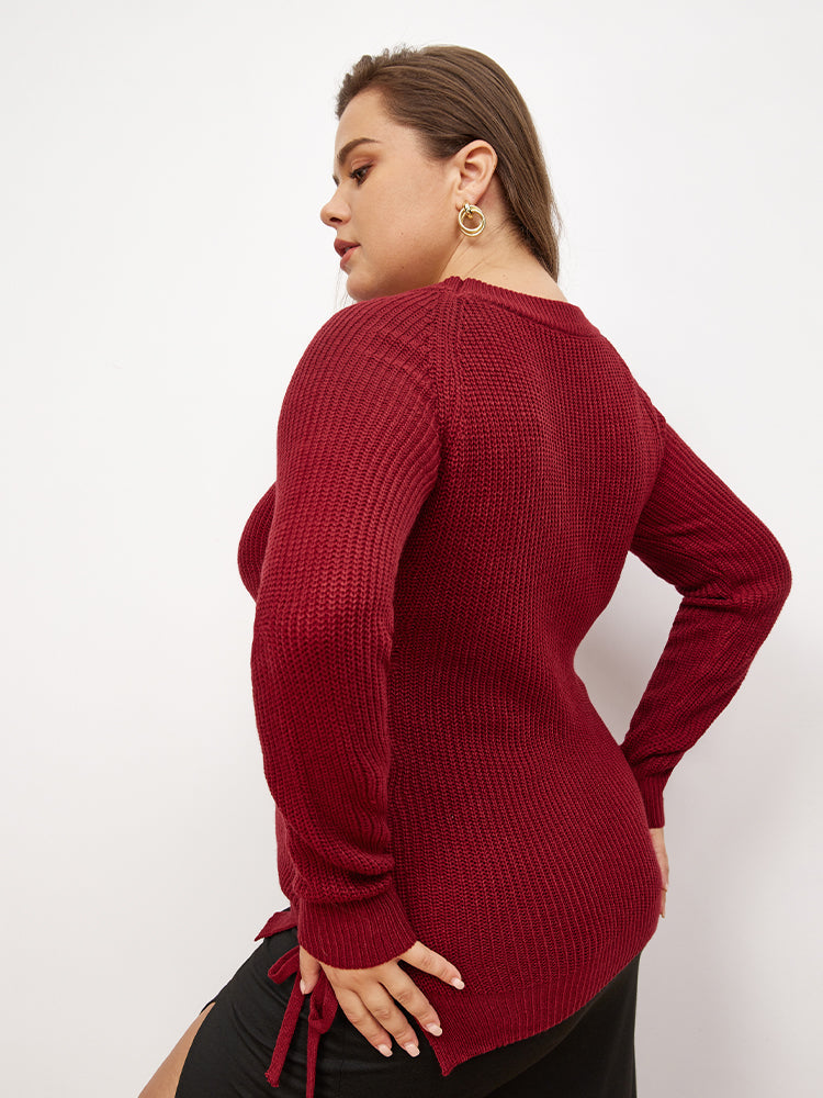 Cross Tie Side Slit Sweater