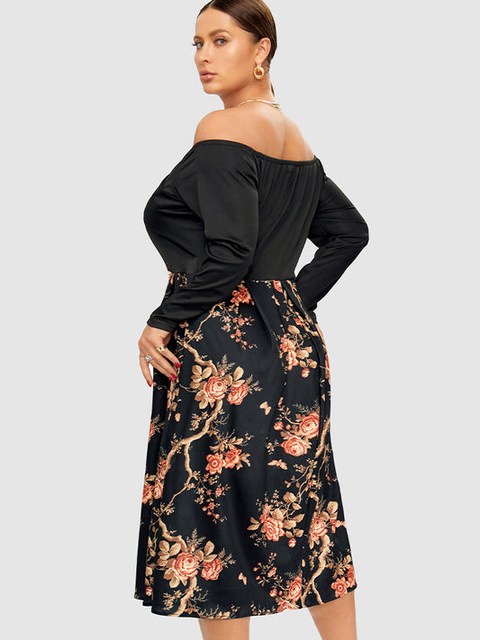 Floral Patchwork Crossover A Line Dress