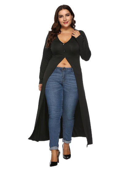 Split V-neck Button Up Maxi Dress