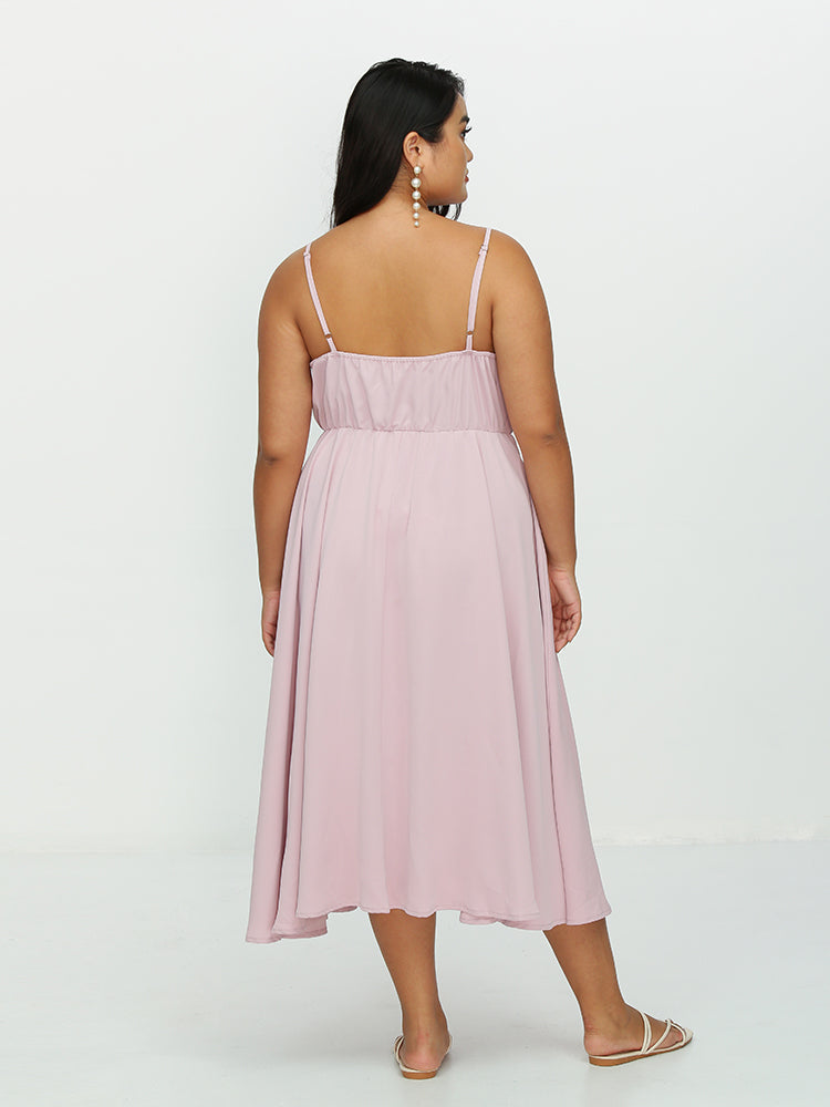 Cowl Neck Backless Tiered Dress