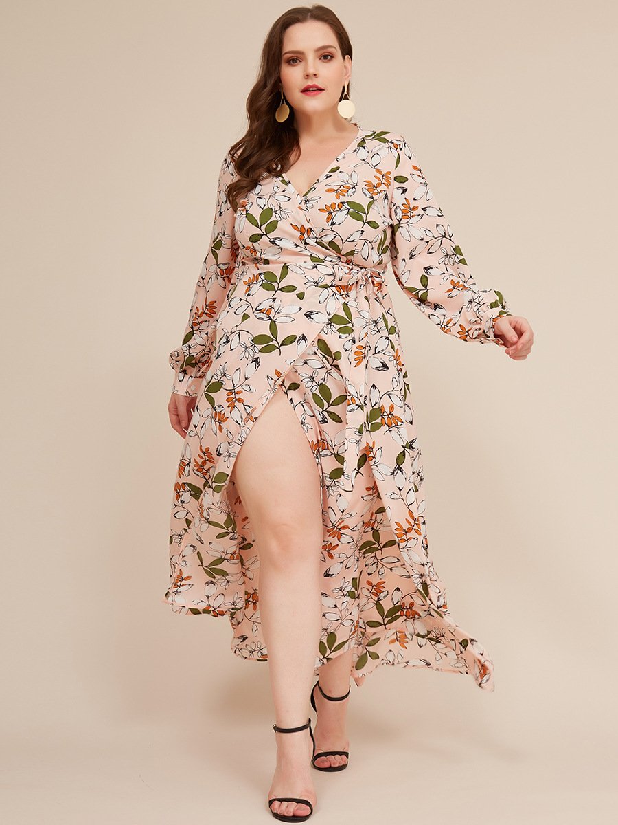 Floral Printed Wrap Holiday Dress