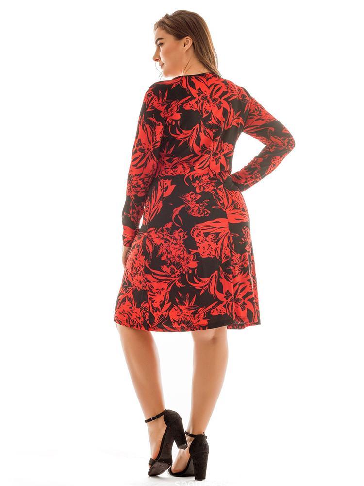 Floral Printed Round Neck Midi Dress