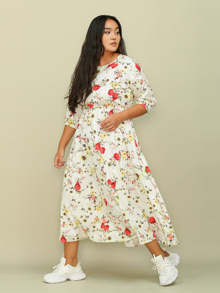 Half Sleeve Floral Dress