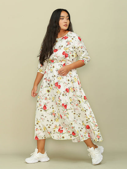 Half Sleeve Floral Dress