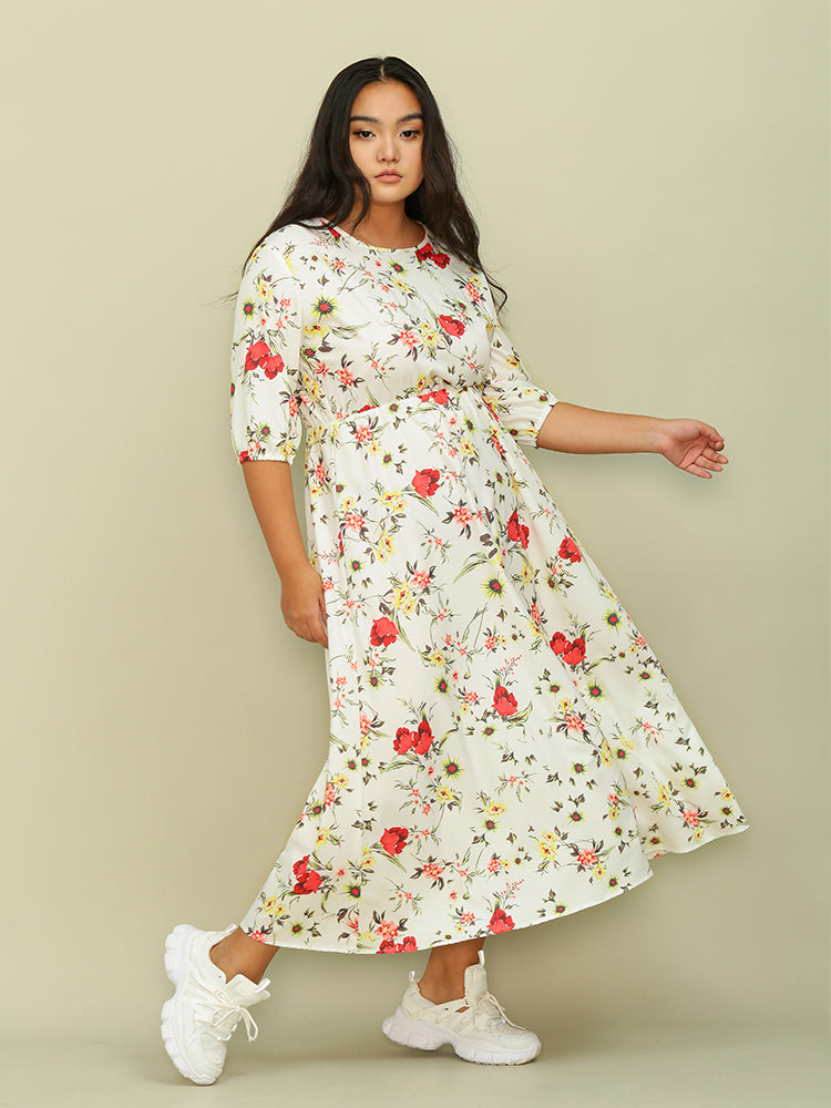 Half Sleeve Floral Dress