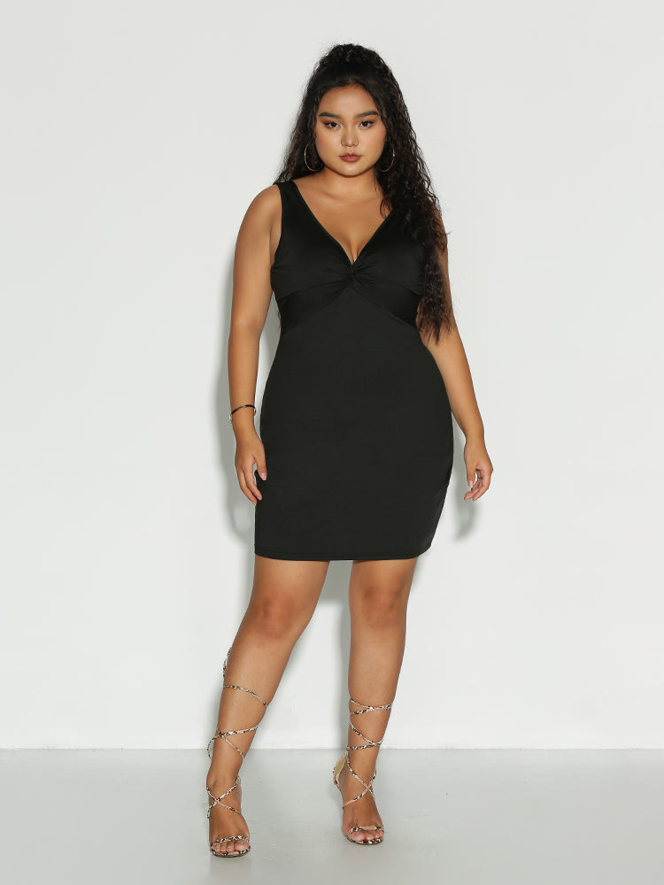 Twist-Front Backless Dress