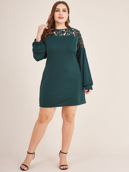 Hollow Out Lantern Sleeve Dress
