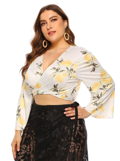 Printed V-neck Sexy Crop Top