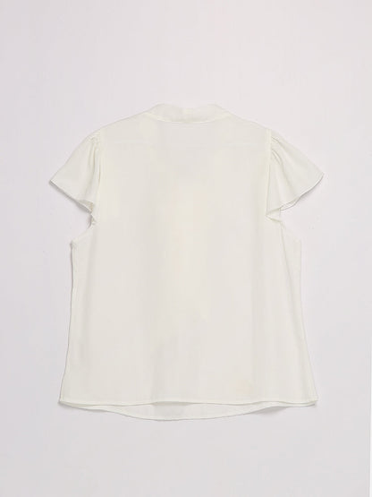 Bowknot Frill Cap Sleeve Blouse