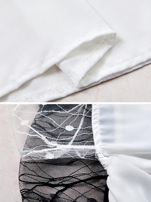 Mesh Patchwork Lantern Sleeve Blouse
