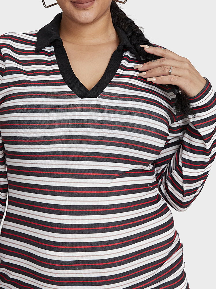 Striped Collared Bodycon Dress