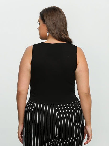 Ruched Front Sleeveless Crop Top