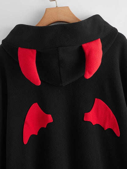 3d Ears Design Patched Hoodie