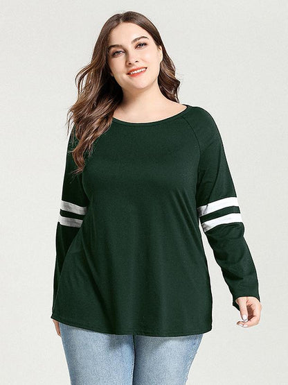 Stripe Sleeve Round Neck T-shirt