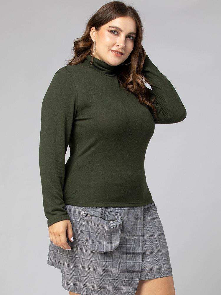 Basic Turtleneck Solid Color T-shirt