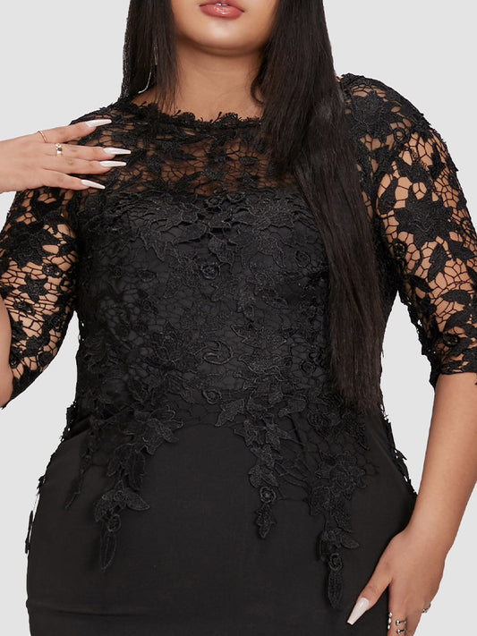 Contrast Lace Fishtail Hem Dress