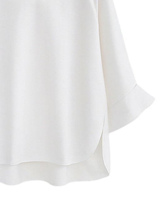 Solid Color Flared Sleeve Top