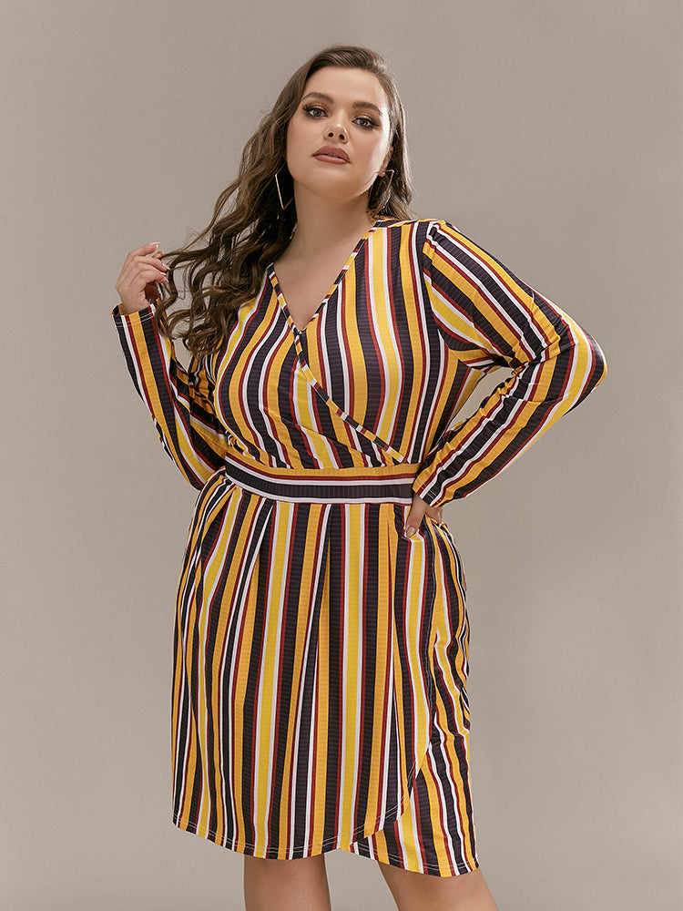 Contrast Striped Irregular Hem Dress