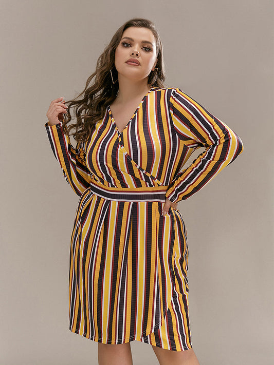 Contrast Striped Irregular Hem Dress