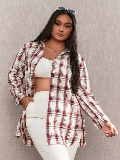 Vintage Plaid Button Blouse