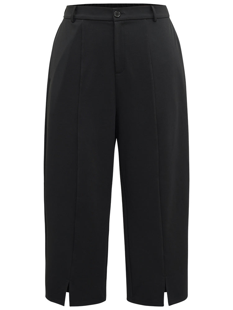 Plain Split Front Pleated Pants