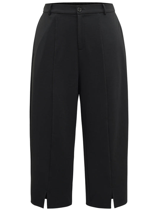 Plain Split Front Pleated Pants