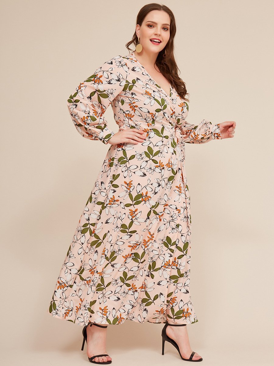Floral Printed Wrap Holiday Dress