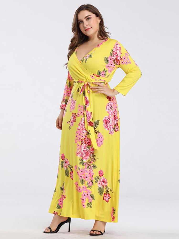 Floral Printed Wrap Maxi Dress