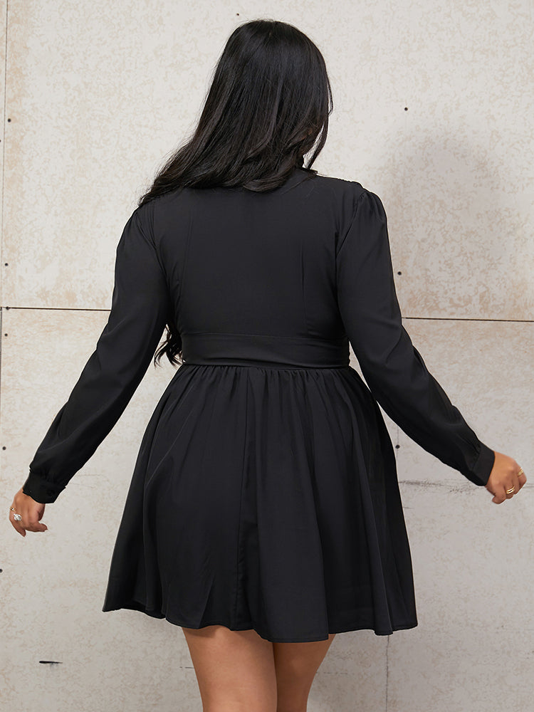 Plain Cut Out Flare Hem Dress