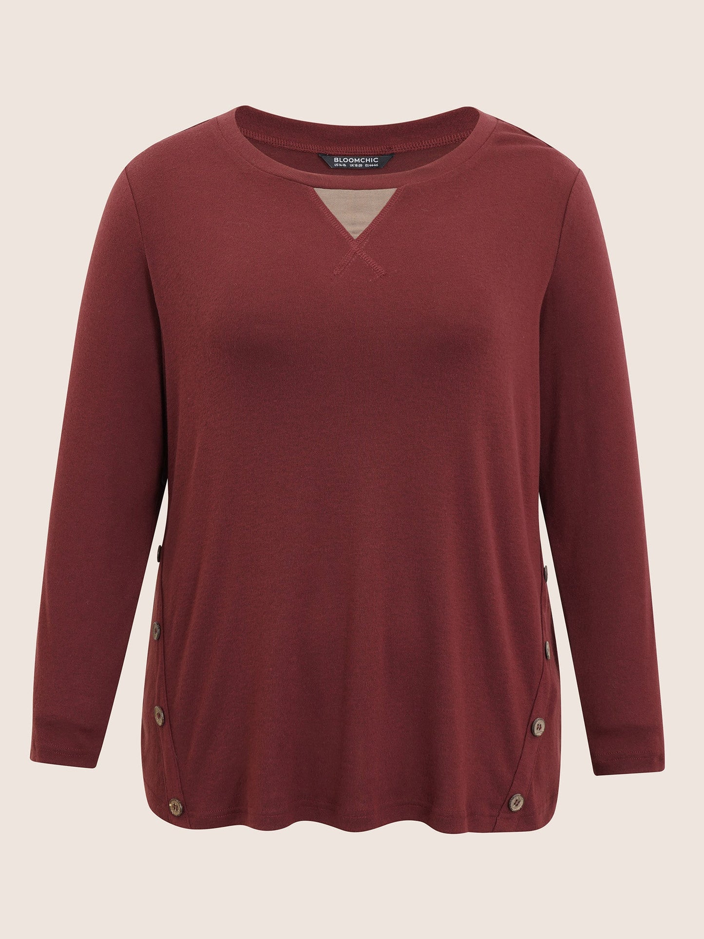 Two Tone Patchwork Button Front T-shirt