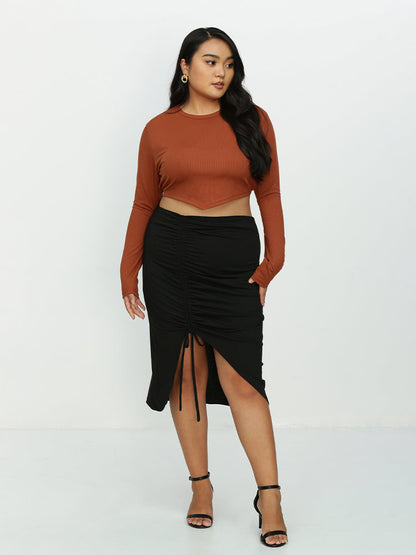 Long Sleeve Irregular Hem T-Shirt