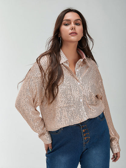 Sequin Pocket Buttons Blouse