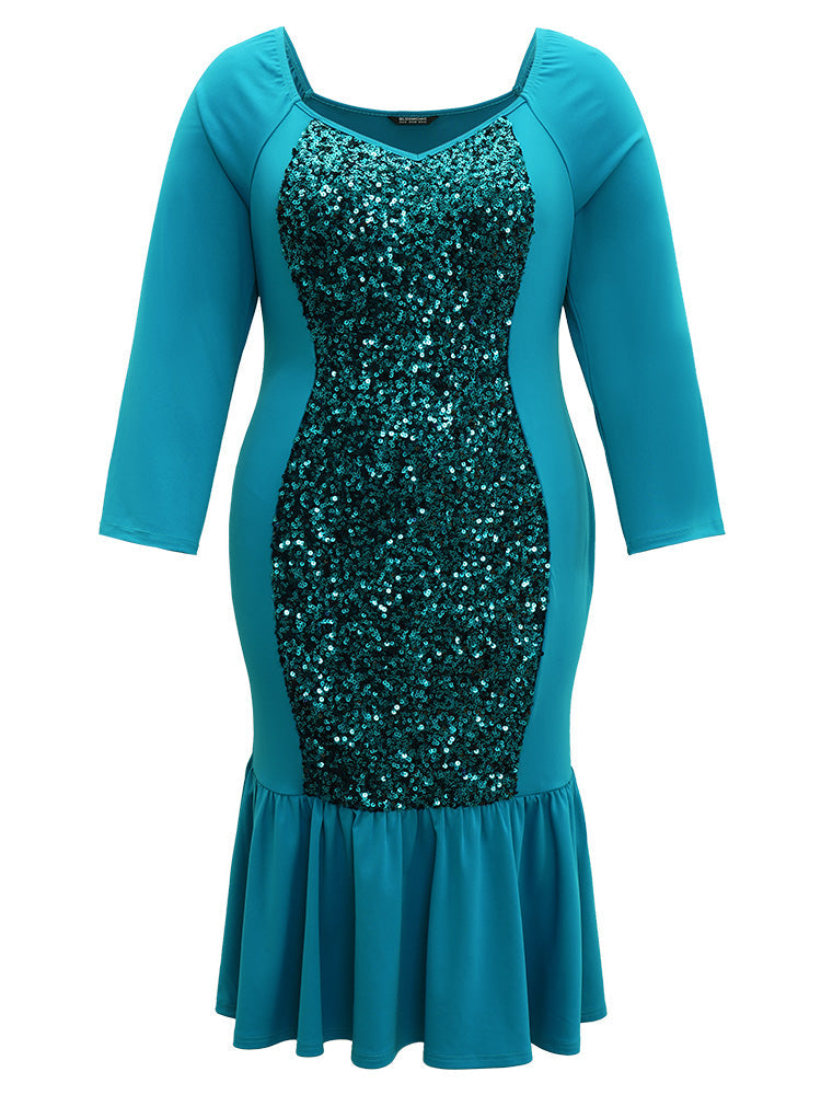 Halloween Sequin Patchwork Mermaid Hem Dress
