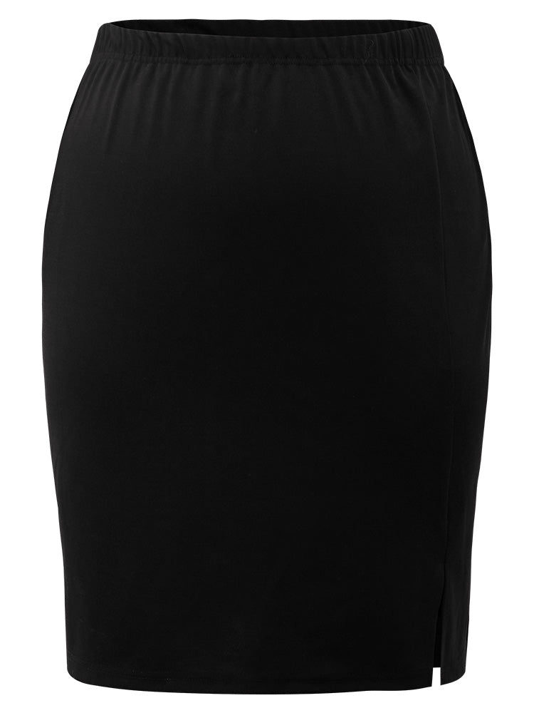 Bodycon Elastic Waist Split Hem Skirt