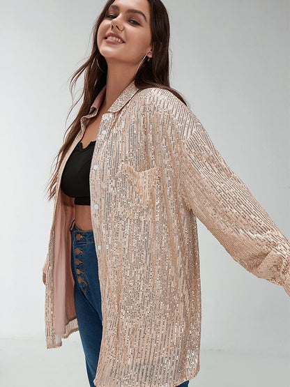 Sequin Pocket Buttons Blouse
