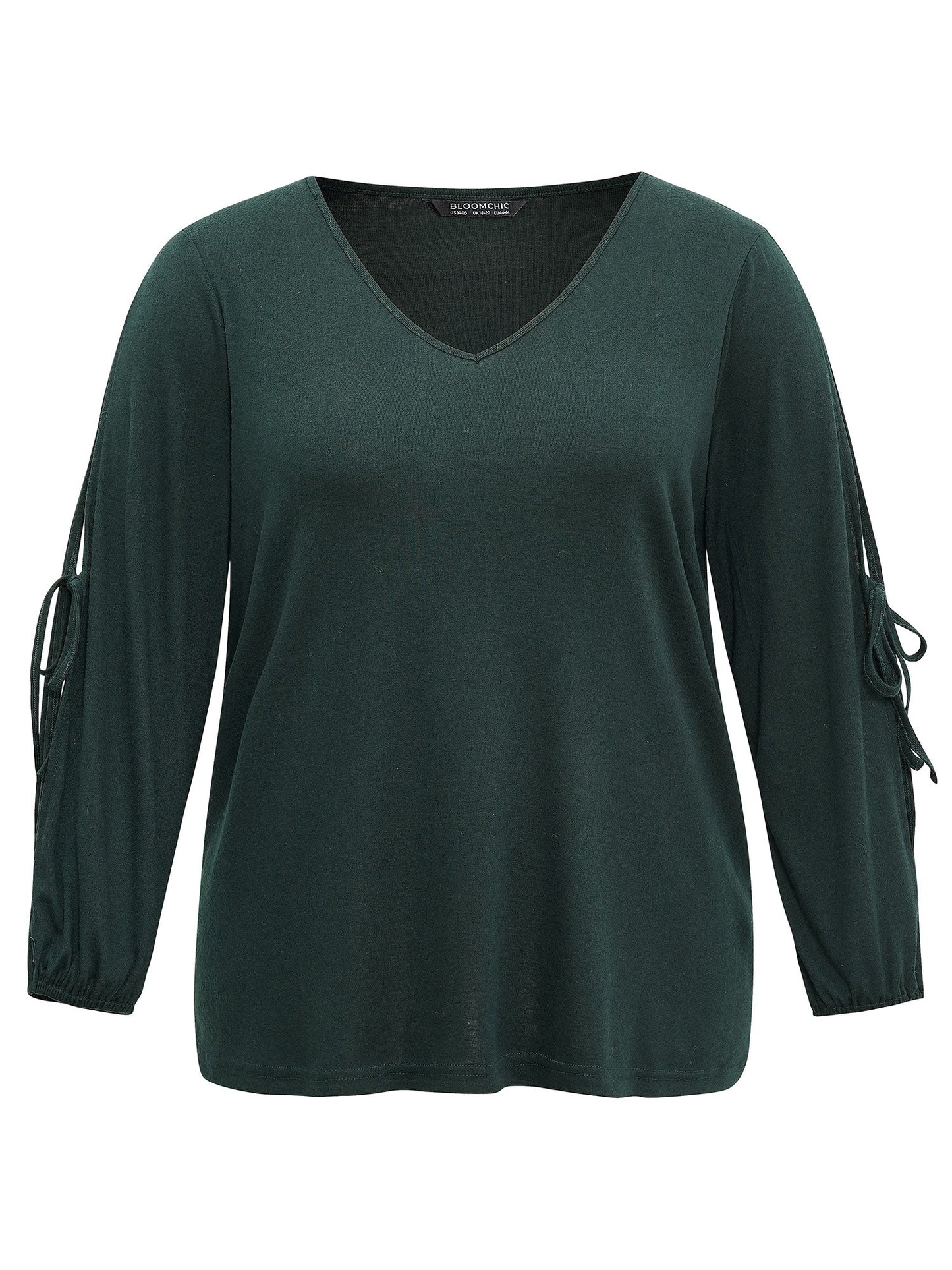 Solid V Neck Knot Ties T-shirt