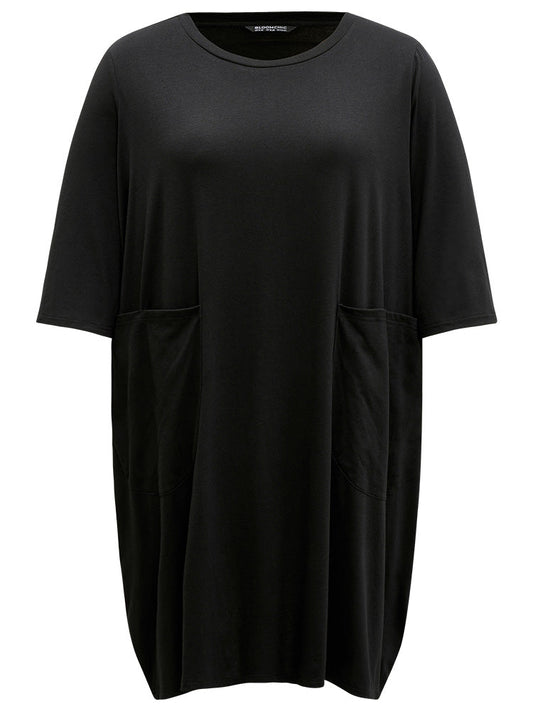 Plain Patched Pocket Drape Sleep Dress