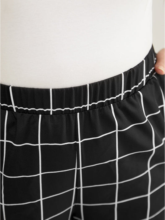 Plaid Print Mid Rise Pocket Pants