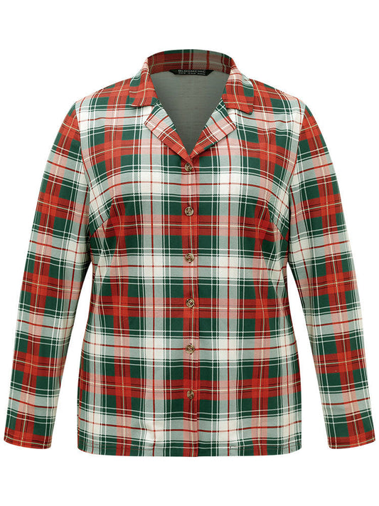 Snuggly Plaid Button Up Sleep Top