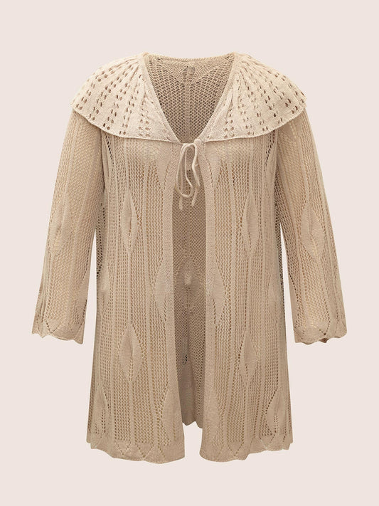 Plain Texture Patchwork Cut Out Ties Swim Cover Up