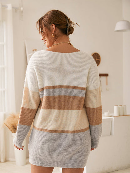 Color Block V Neck Dress