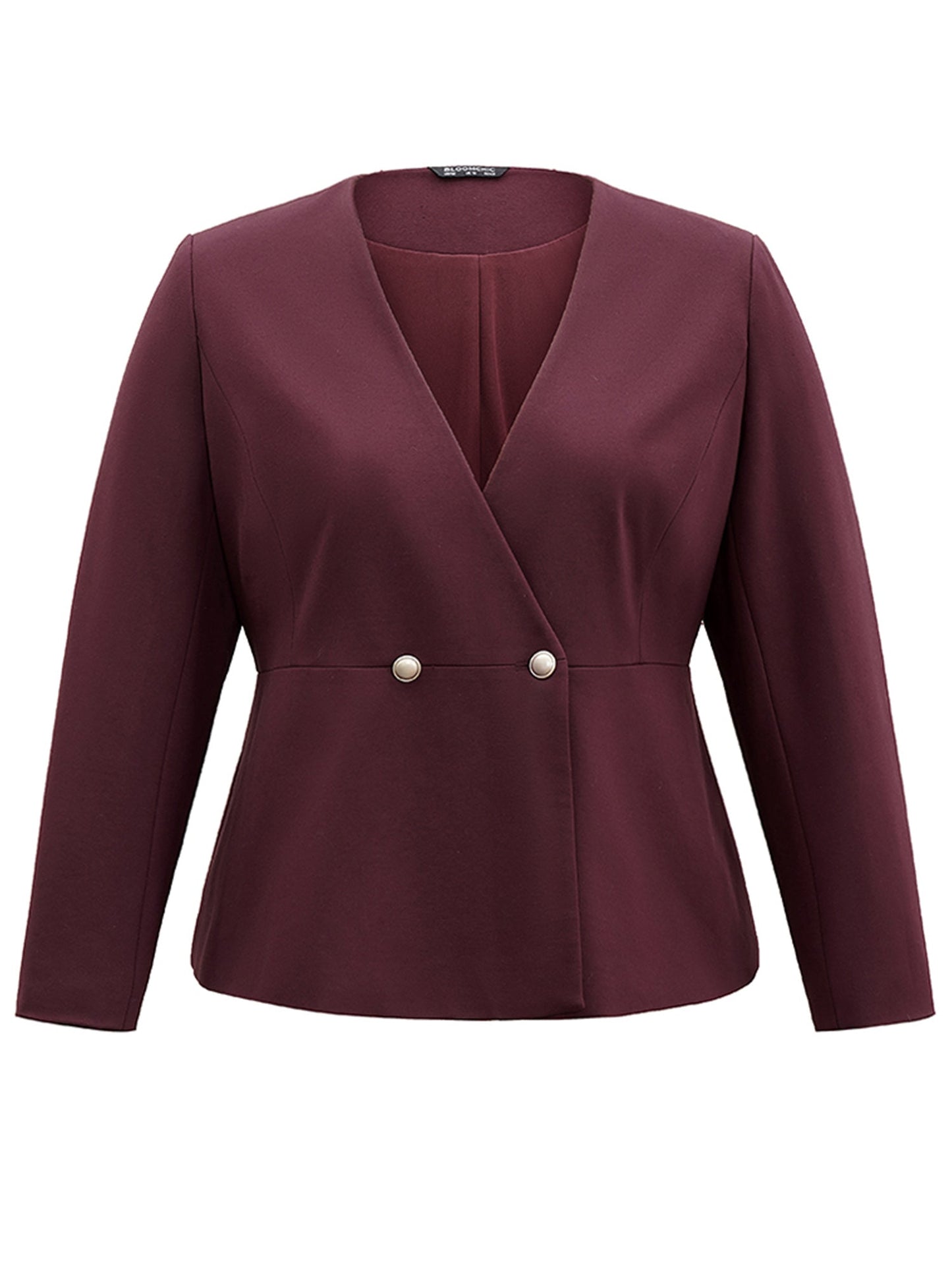 Plain Deep V Neck Buckle Detail Blazer