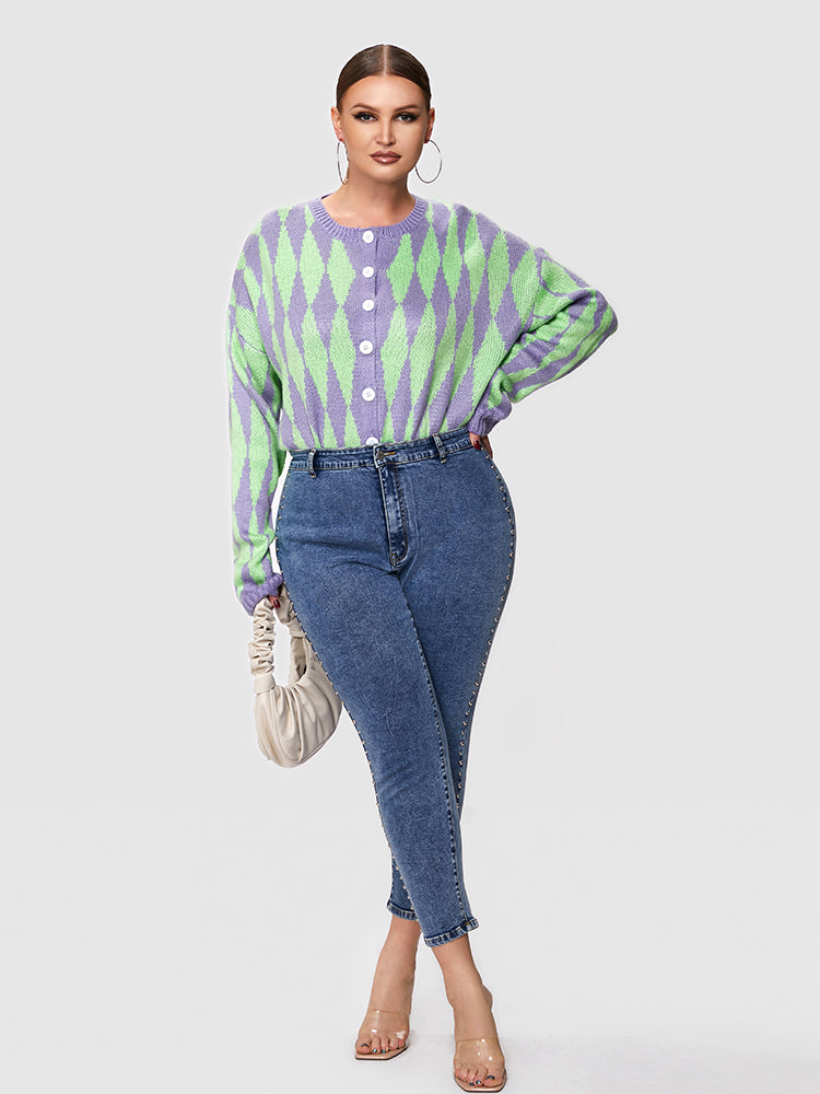 Argyle Pattern Button Cardigan