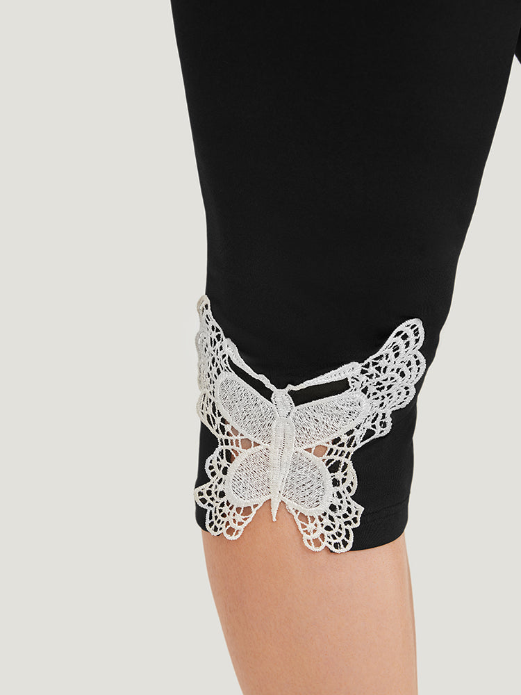 Butterfly Patched Skinny Knee Leggings