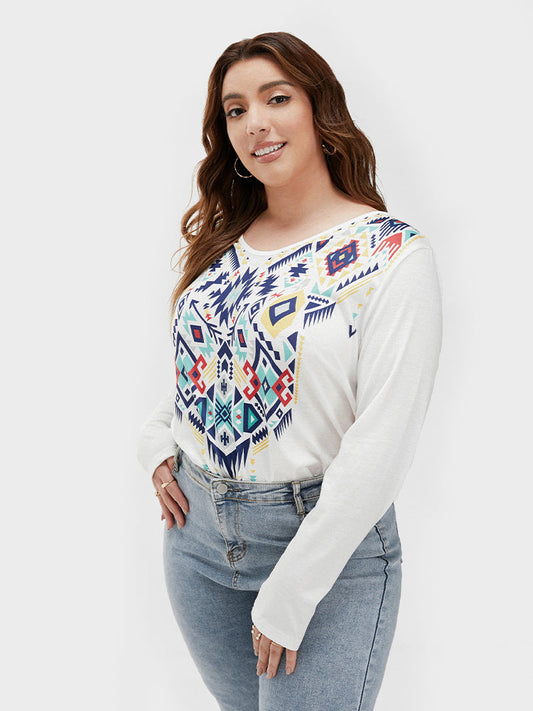 Geo Print V-Neck T-shirt