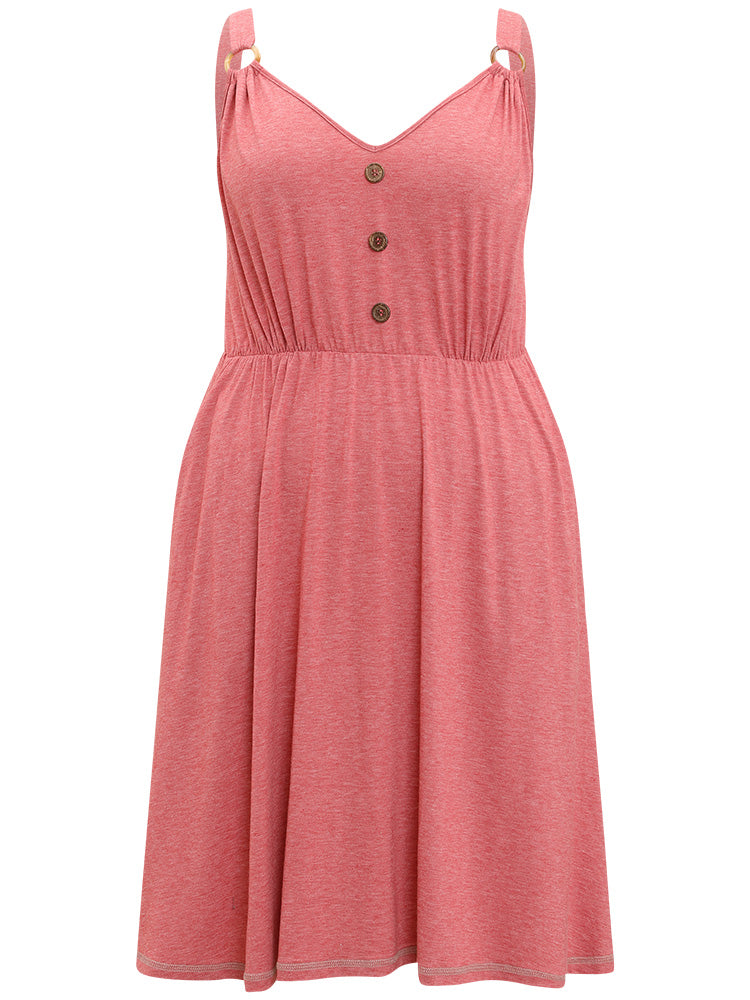 Supersoft Essentials Button Detail Elastic Waist Gathered Cami Dress