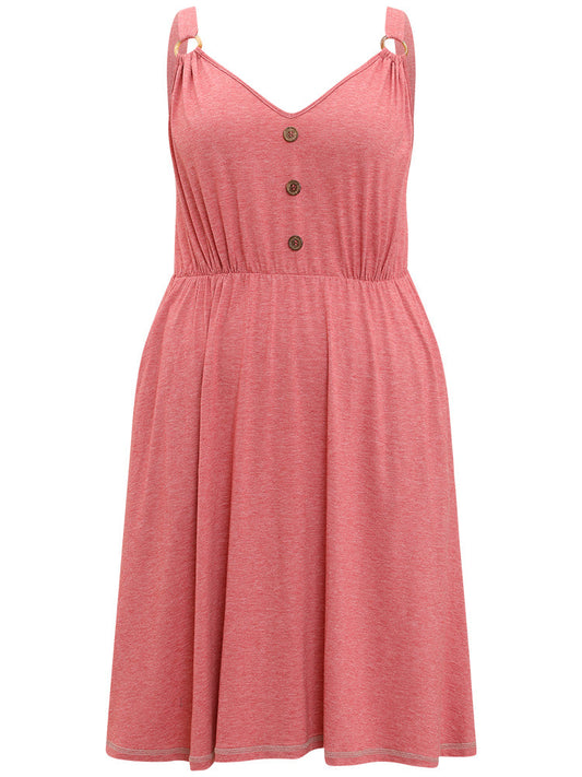 Supersoft Essentials Button Detail Elastic Waist Gathered Cami Dress