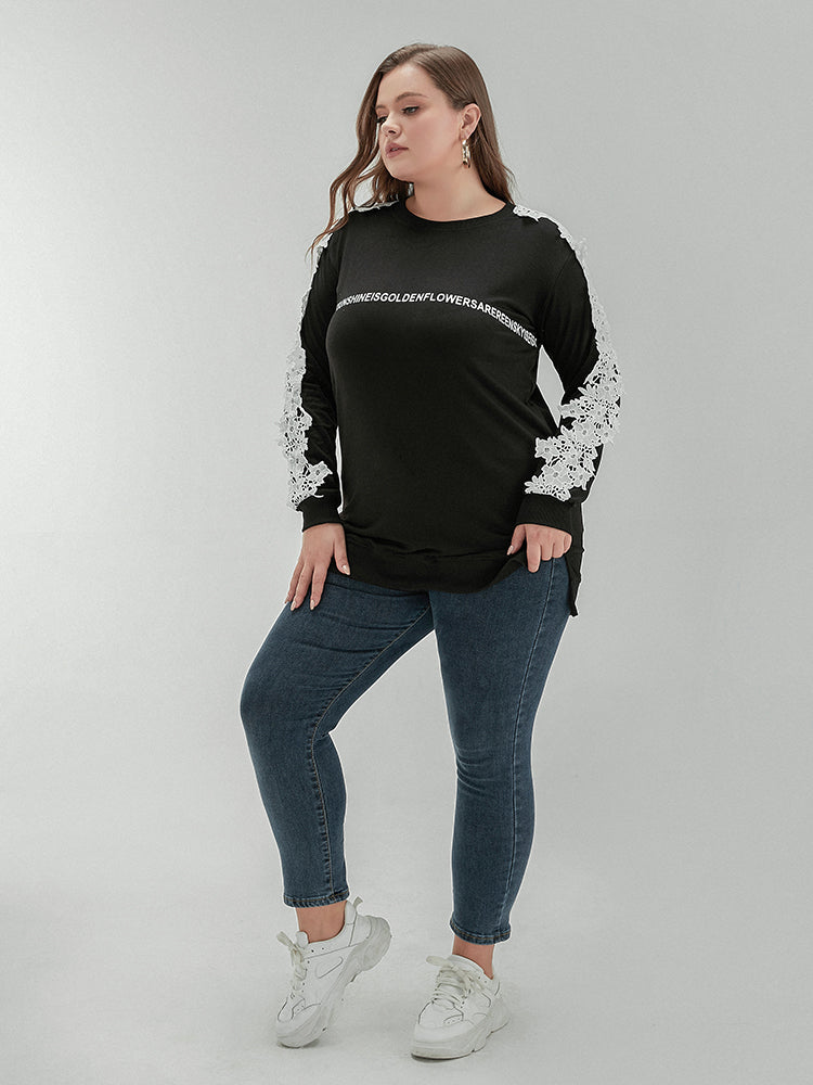 Broderie anglaise Black Sweatshirt
